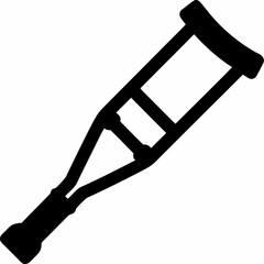 Crutch Silhouette Medical Icon - Black Vector Design for Healthcare