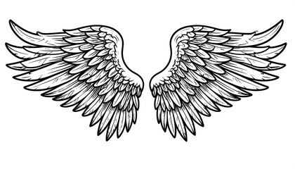 Obraz premium Detailed illustration of large, spread angel wings
