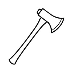 axe with wooden handle on white background