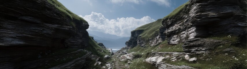 Breathtaking nature landscape coastal cliffs hdr panoramic view 360 degrees scenic environment