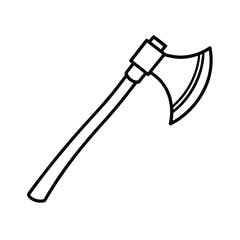 axe with wooden handle on white background
