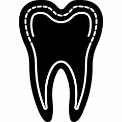 Clean Tooth Dental Icon Silhouette – Black Vector Design for Dental Branding