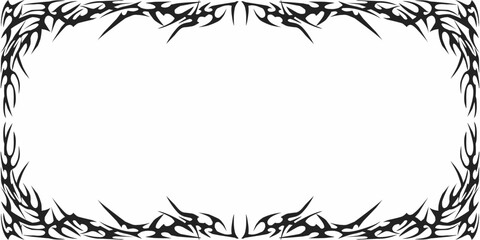 Collection of black-colored frames on a white background in neo-tribal style.