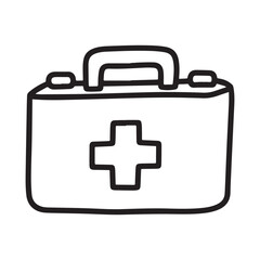  A simple black and white line drawing of a first aid kit. 