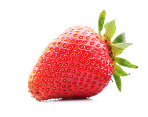 One fresh ripe strawberry isolated on white