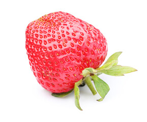 One fresh ripe strawberry isolated on white