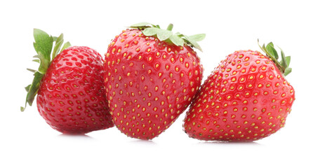 Fresh strawberries isolated on white. Seasonal berries