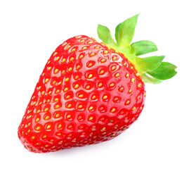 One fresh ripe strawberry isolated on white