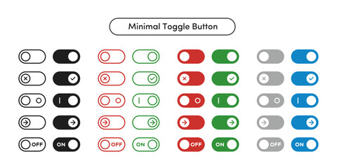 シンプル、ミニマルなデザインのトグルボタンセット