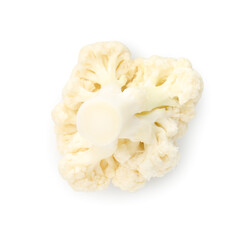 One fresh cauliflower floret isolated on white, top view