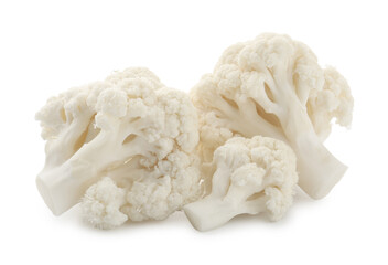 Fresh raw cauliflower florets isolated on white