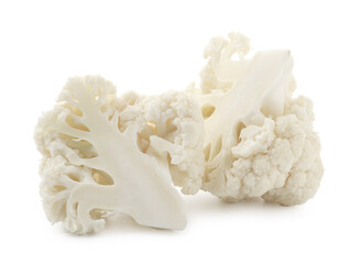 Pieces of fresh cauliflower florets isolated on white