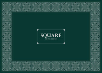 Elegant Decorative Square Frame Design with Geometric Motifs and Dark Teal Background