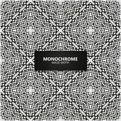Geometric Tribal Monochrome Maze Motif Pattern Background
