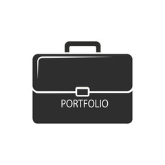 portfolio,briefcase,finance flat icon illustration of a black leather portfolio or briefcase bag for professional documents or finance