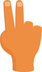 Hand showing peace sign, counting two, or scissors in rock paper scissors game