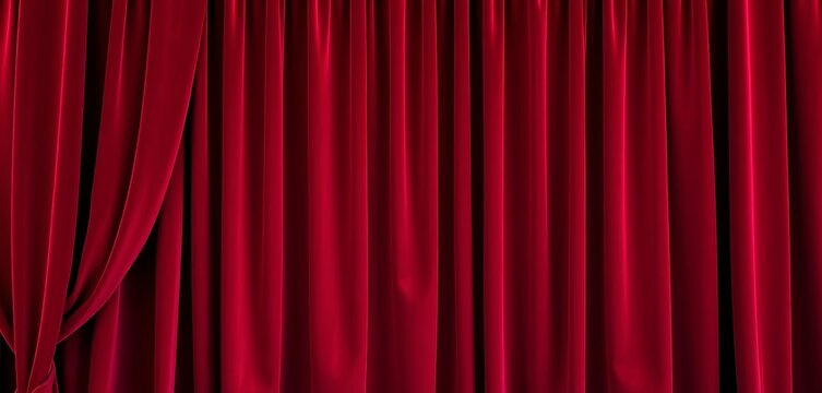 Deep burgundy velvet curtain backdrop, elegant folds,  smooth surface,  folds