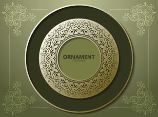Elegant Decorative Circle Ornament Frame with Floral Corner Embellishment Template