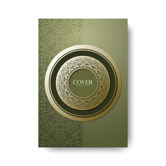 Golden Circle Frame with Intricate Pattern on Green Cover