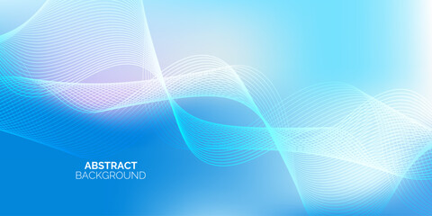 Abstract blue gradient background with shining lines waves. Minimalist background for banner, poster, cover, brochure, flyer,