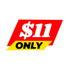 $11 only png, red colour price tag, deal label sticker, special tag design