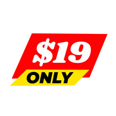 $19 only png, red colour price tag, clean deal tag, promo style element