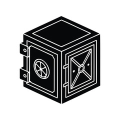 Stylized vector illustration of a strongbox representing security and protection