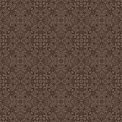 Decorative Seamless Pattern Featuring Swirls and Geometric Elements Design