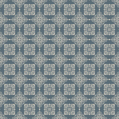 Ornamental Damask Seamless Pattern with Floral Design and Geometric Element