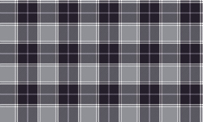 Plaid fabric pattern, dark purple, gray, white, seamless for textile and design clothes skirt pants apron tablecloth blanket or decoration fabric. Vector illustration.