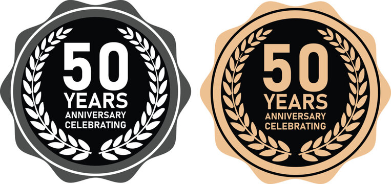 50 Years Anniversary Emblems for Long-Term Achievement Recognition