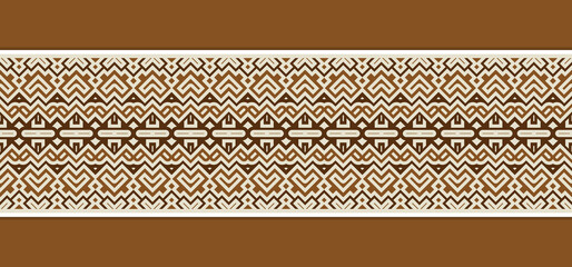 Ornament Pattern Decorative Repeating Border Design in Brown and Beige Tone