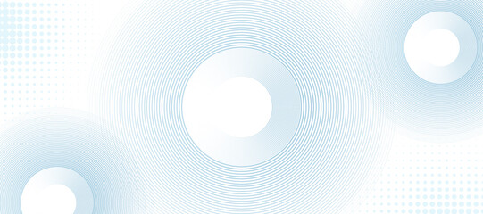 Bright blue minimal dotted lines abstract background. White abstract background with blue circle. halftone dots decoration. Modern banner template. Digital future technology concept.