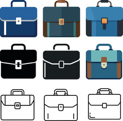 set of vector briefcase icons
