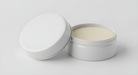 Minimalist Lip Balm Tin Mockup – Blank Round Open Container on Clean Surface for Cosmetic Packaging, Skincare Branding, and Product Design Presentations