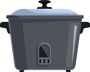 Modern electric multi cooker preparing food on white background