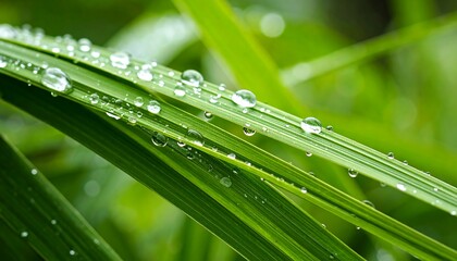 Naklejka premium Close-up of dewy grass blades