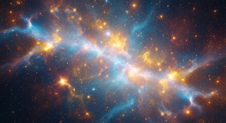 Obraz premium Celestial River of Light - A cosmic dance of light and dust, symbolizing creation, energy, infinity, wonder, and mystery. A breathtaking nebula with vibrant colors