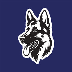 Fototapeta premium Vector illustration of a German Shepherd dog face on a dark background