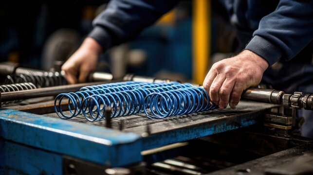 Hands arranging springs