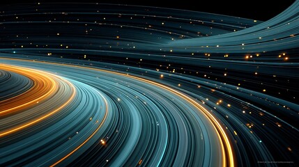 Fototapeta premium Swirling Blue and Orange Lines Against a Black Background