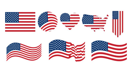 Collection of American Flag Designs Icons and Symbols of Patriotism and Independence