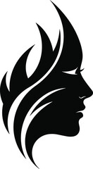 Profile face silhouette merged with abstract flames, artistic expression concept, dynamic energy design, cad drawing flat vector illustration artwork