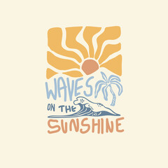 Waves on the sunshine nature vector graphic