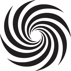 Abstract black and white spiral vortex design element for backgrounds and illustrations use cases