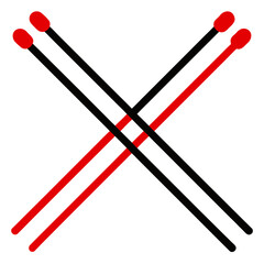 Stylized bobby pins crossed on white background