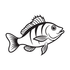 Rock fish silhouette vector illustration logo design stickers 