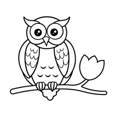 cute owl sitting on a tree branch coloring page