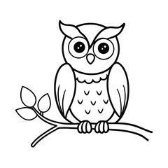 cute owl sitting on a tree branch coloring page