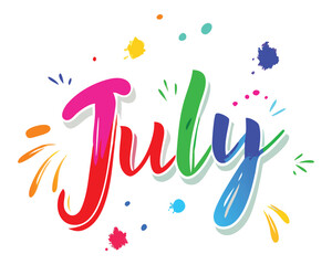 Obraz premium Colorful july month illustration art summer design graphic bright holiday season celebration creative, July text design
